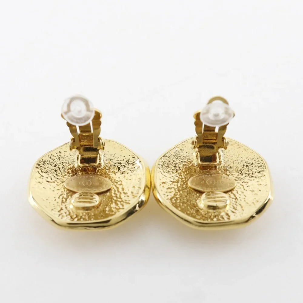 CHANEL Gold Logo Earrings